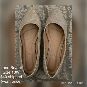 Lane Bryant - sparkly gold flats - size 10